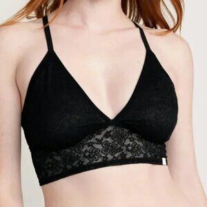 Lace Longline Racerback Bralette Black Size L NWT